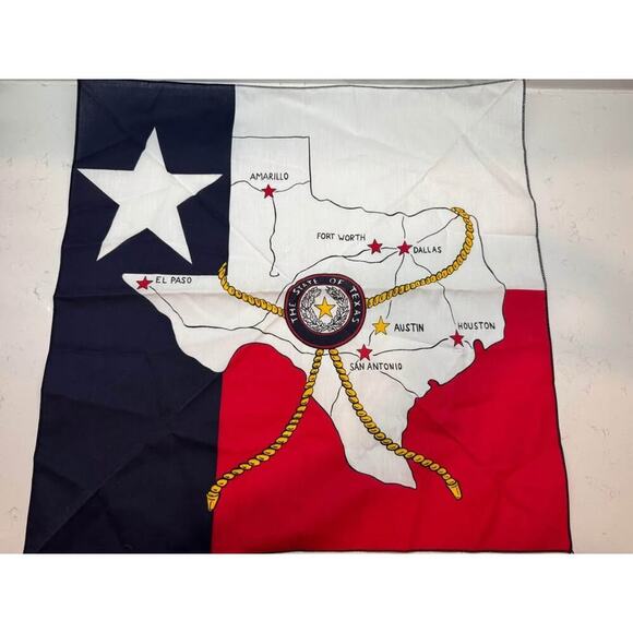 Texas State Flag Scarf Bandana- Lone Star State Seal - Vintage 1990s - Picture 1 of 1